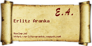 Erlitz Aranka névjegykártya